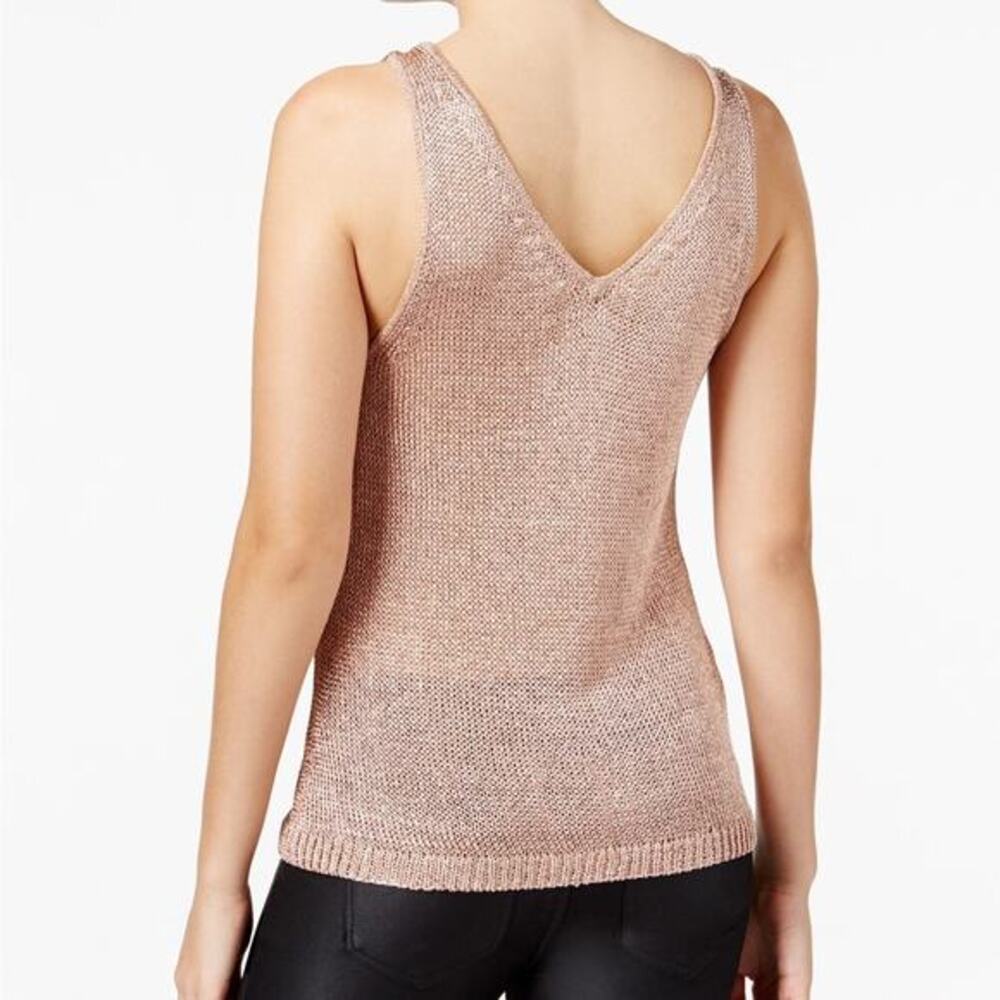 Bar III‎ Womens Metallic Mesh Knit Sleeveless Sweater Tank Rose Gold sz XS - Picture 9 of 10